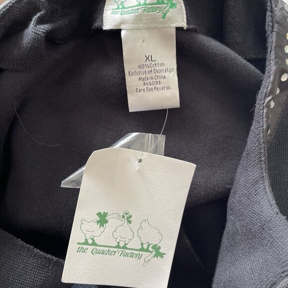 Quacker Factory Black Embellished Zip-Front Cardigan Jacket XL 100% Cotton Long - Picture 5 of 10